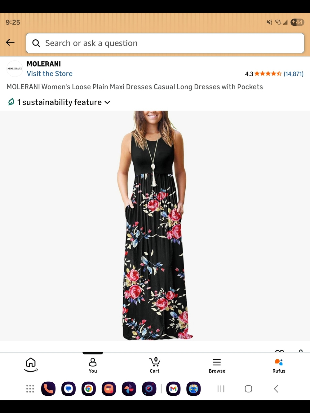 Black Floral Maxi Dress with Pockets